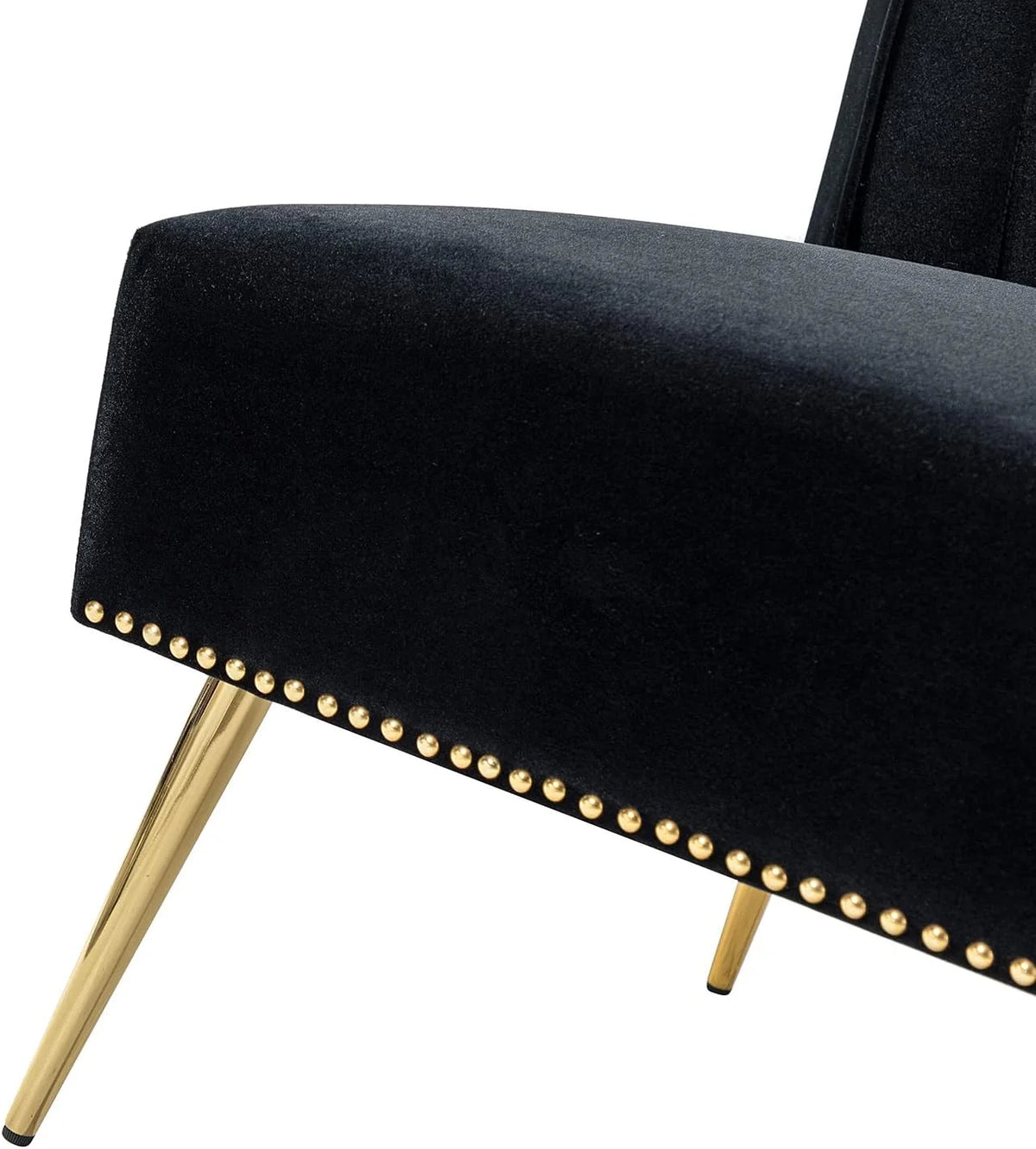 Velvet Upholstered Armless Loveseat Sofa with Golden Metal Legs I88021