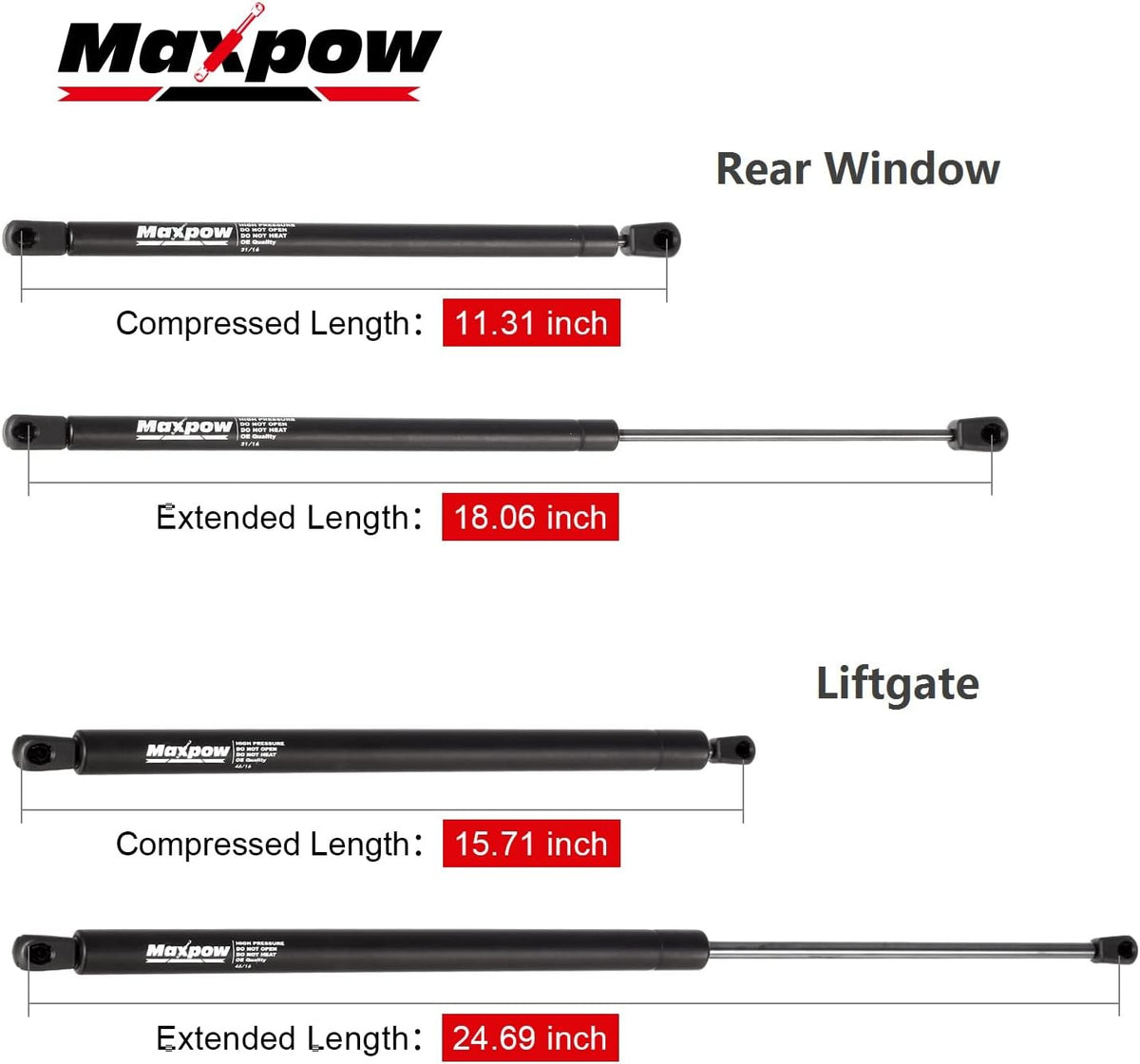 Glass Lift Supports Struts Pack of 2 M3126