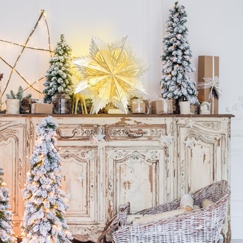 5 Pack Paper Snowflake Lanterns with Lights F43073