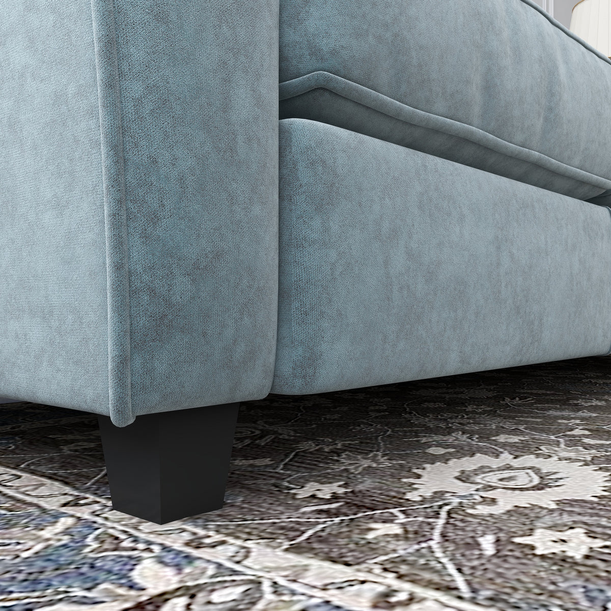Grey Upholstered Loveseat Sofa with Solid Wood Frame Legs L517