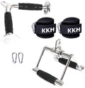 Cable Machine Attachments Set with V-Shaped Bar, Straight Rotating Bar, Double D Handle, Snap Hooks, Ankle Strap Q654604