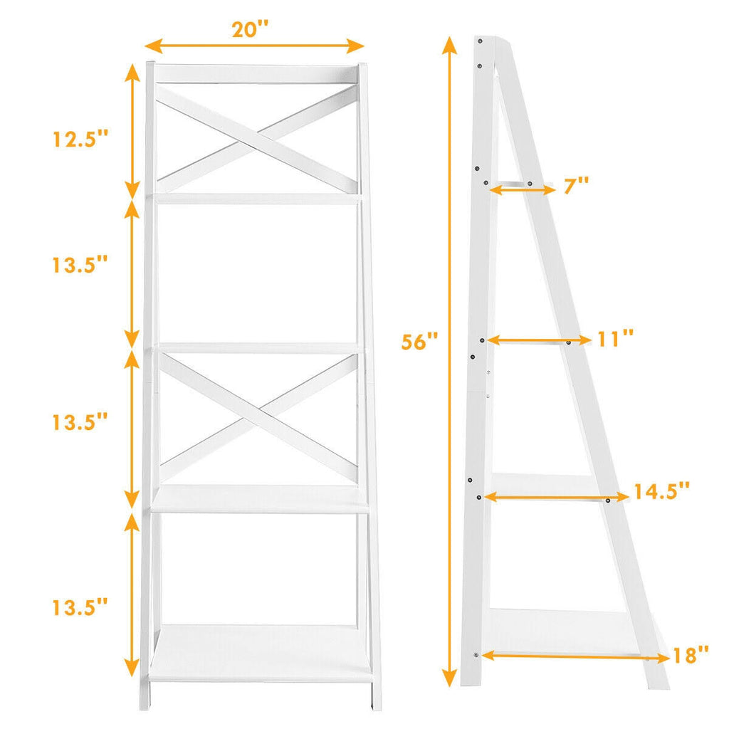 White 4-Tier Wood Display Storage Bookshelf L3426