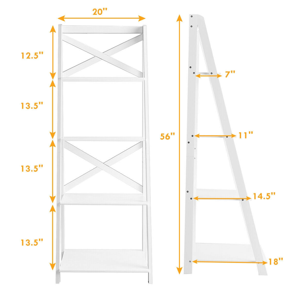 White 4-Tier Wood Display Storage Bookshelf L3426