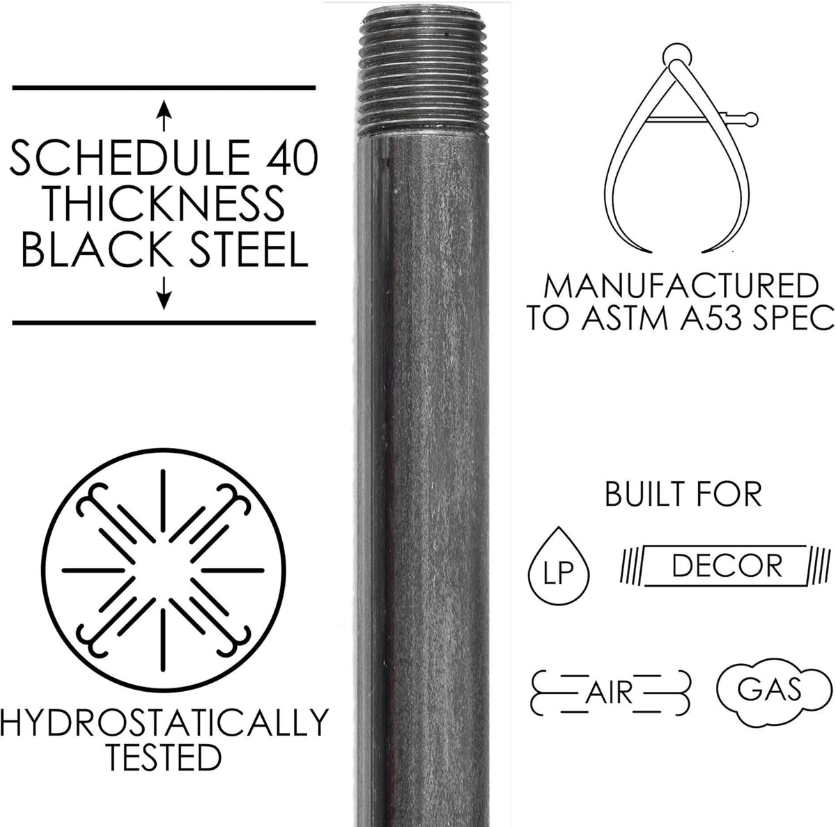 Industrial Steel Grey Cast Iron Pipe 4 Pack Z566