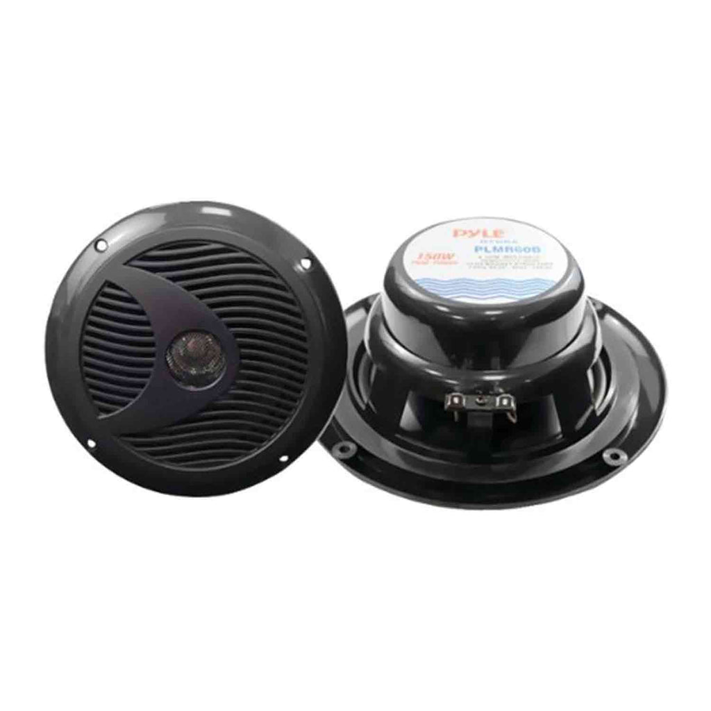 Marine Bluetooth Receiver with 6.5" Dual Cone WP Speakers, 4-Chan 400W Waterproof Marine Amplifier, Marine Antenna & 50' 16G Speaker Wire B37583