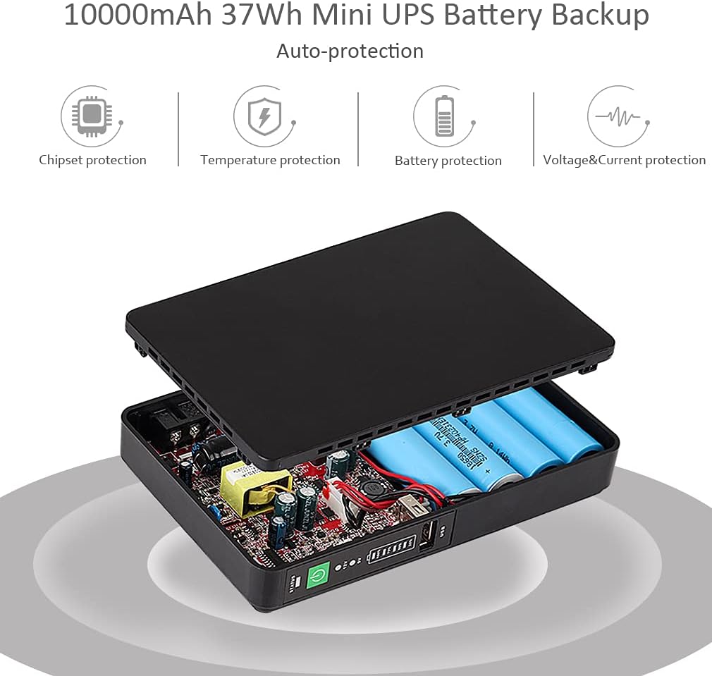Mini UPS Battery Backup Uninterruptible Power Supply with 10000mAh Batterypack H5717