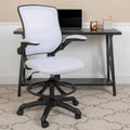 White Mesh Ergonomic Drafting Chair with Foot Ring and Flip-Up Arms T7162