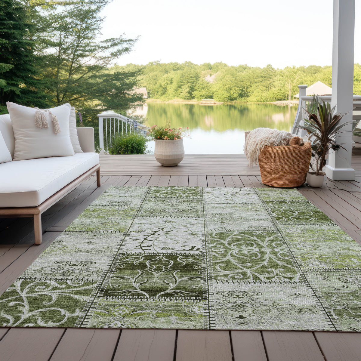 Green 9' x 12' Indoor Outdoor Area Rug L976