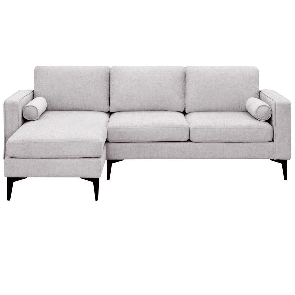 L-Shaped Sectional Sofa with Reversible Chaise, 3 Seater Chenille Fabric Modular Couch with Pillows Metal Legs Z462