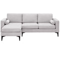 L-Shaped Sectional Sofa with Reversible Chaise, 3 Seater Chenille Fabric Modular Couch with Pillows Metal Legs Z462