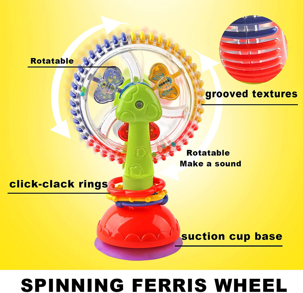 Baby Rattle Toys with Suction Cup Grab Shaker and Spin F458005