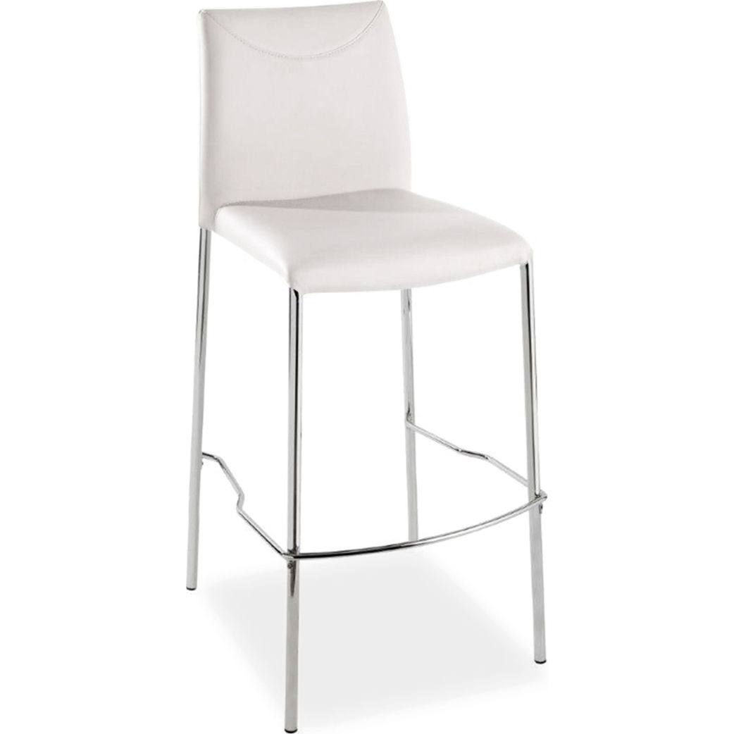 White Leather Chrome Bar Stool J582