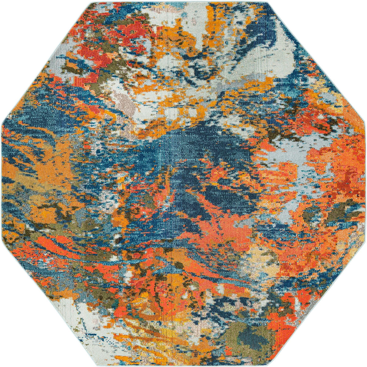 8 Ft Octagon Multi Medium-Pile Rug B28941
