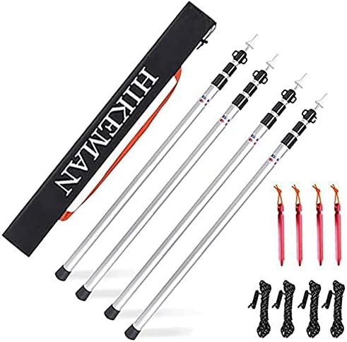 Silver 4poles Aluminum Telescoping Tarp Poles X226768