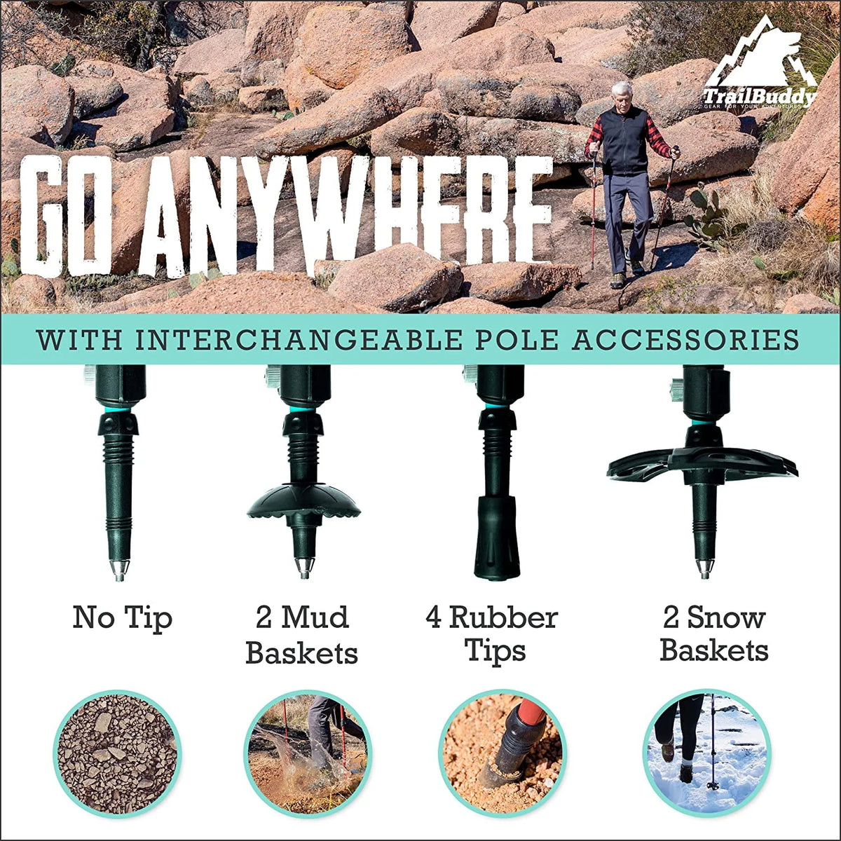 Lightweight Aluminum Adjustable Trekking Poles X6859