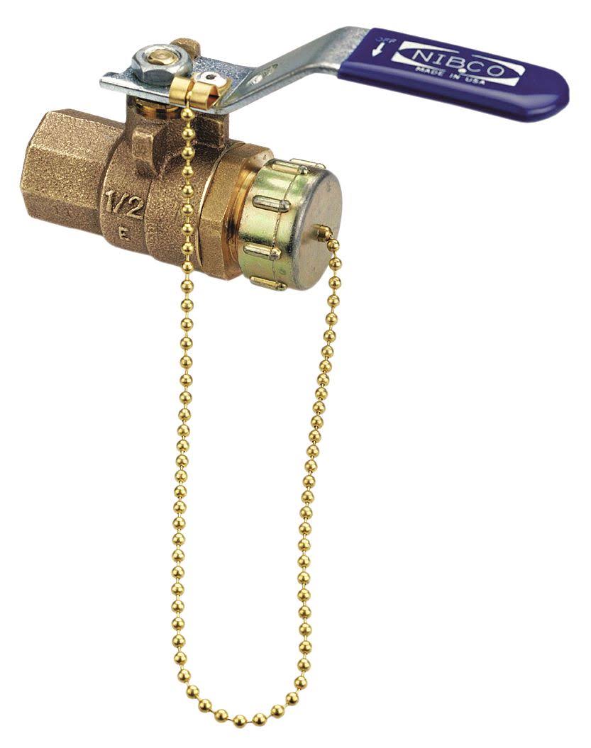 Bronze Ball Valve, FNPT x Hose Cap, 3/4 in Q9404