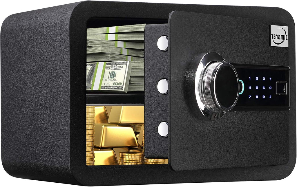 Black Solid Alloy Steel Biometric Fingerprint Safe Box U8093
