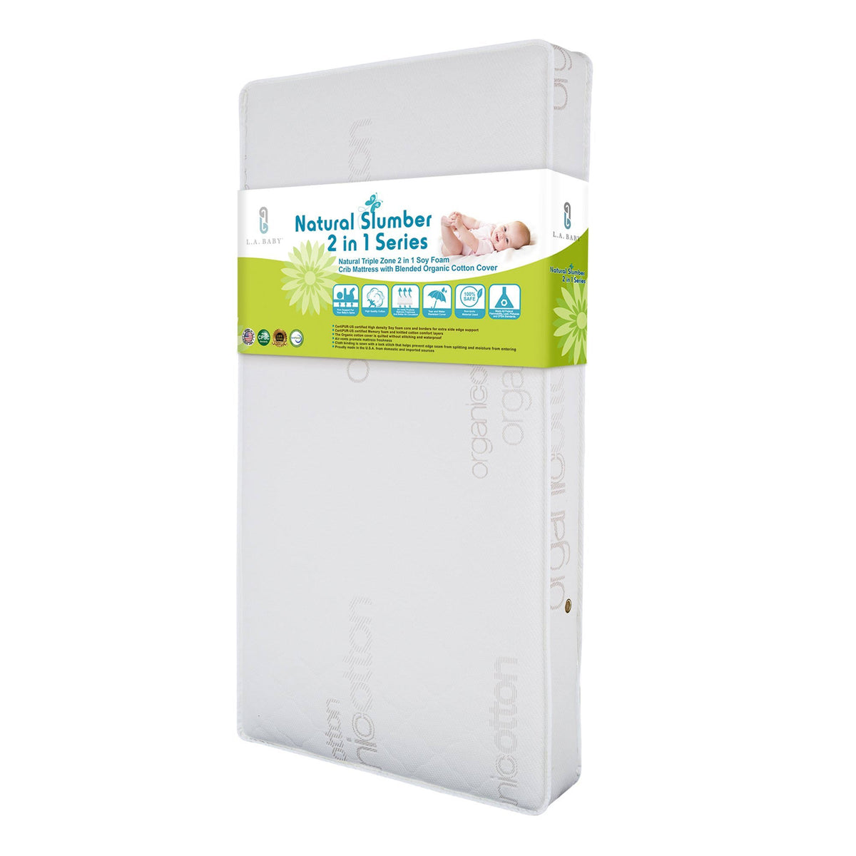 Natural Triple Zone 2 in 1 Soy Foam Crib Mattress with Organic Cotton Cover P93076