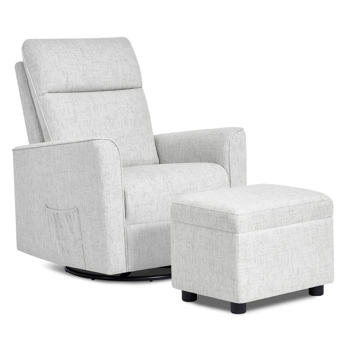 Fog Grey Swivel Glider with Ottoman L33202