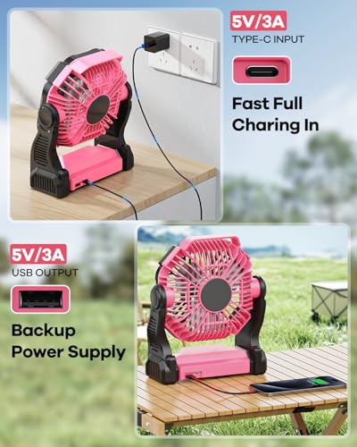 30000mAh Rechargeable Portable Camping Fan with LED Lantern D92455