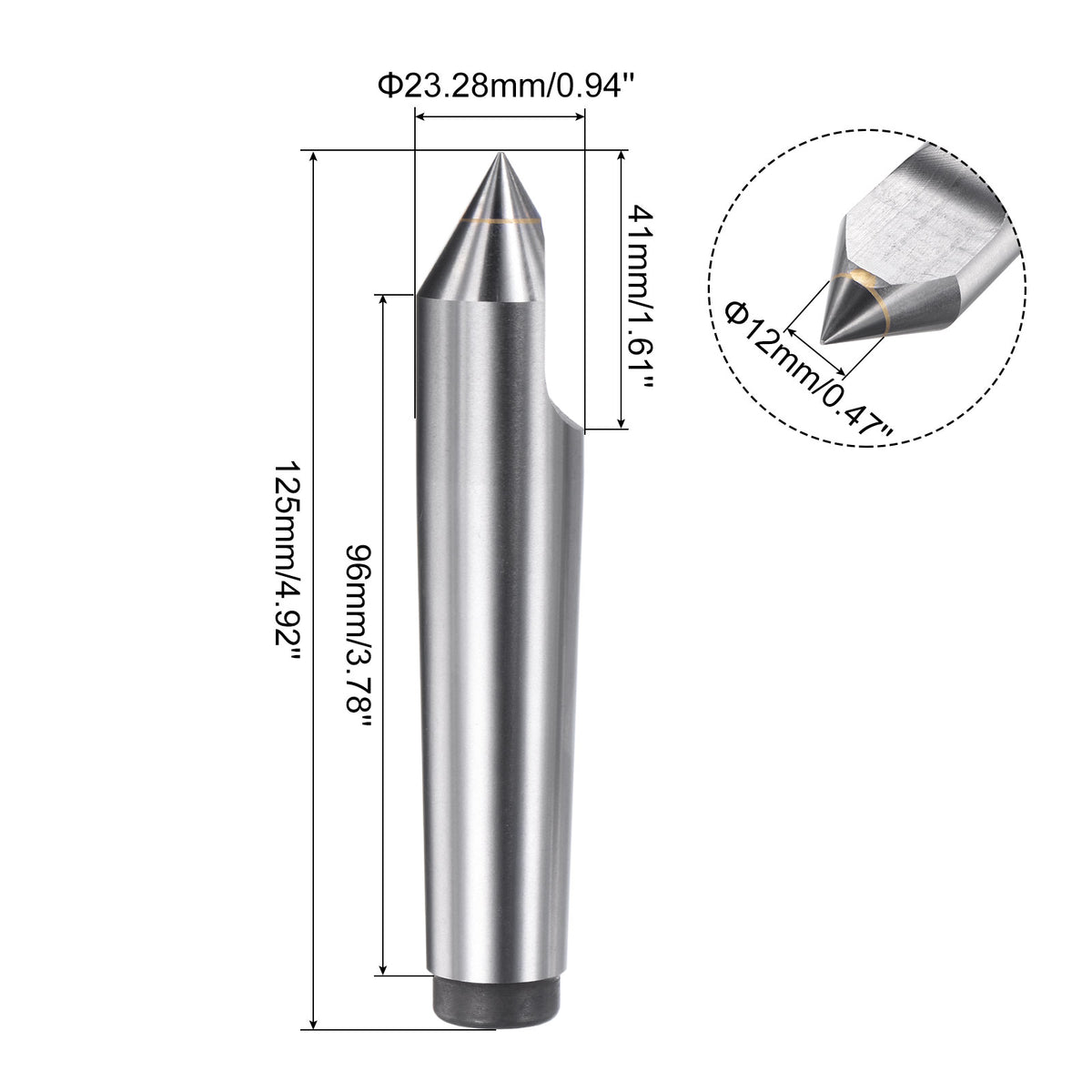 Carbide Tipped Half Notched Lathe Dead Center Morse Taper 3MT 60 Degree C9442