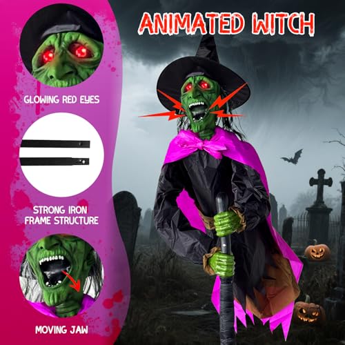 10.5FT Animated Flying Witch Halloween Decoration T425