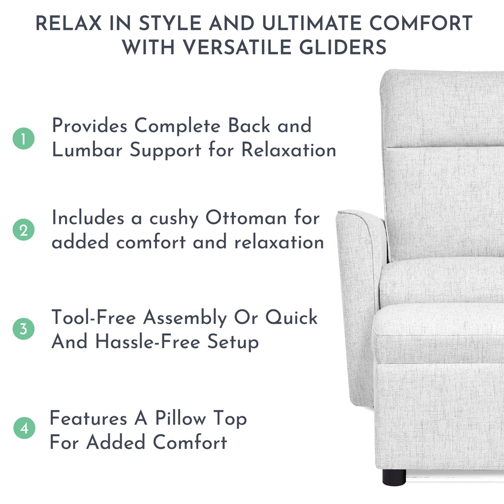 Fog Grey Swivel Glider with Ottoman L33202