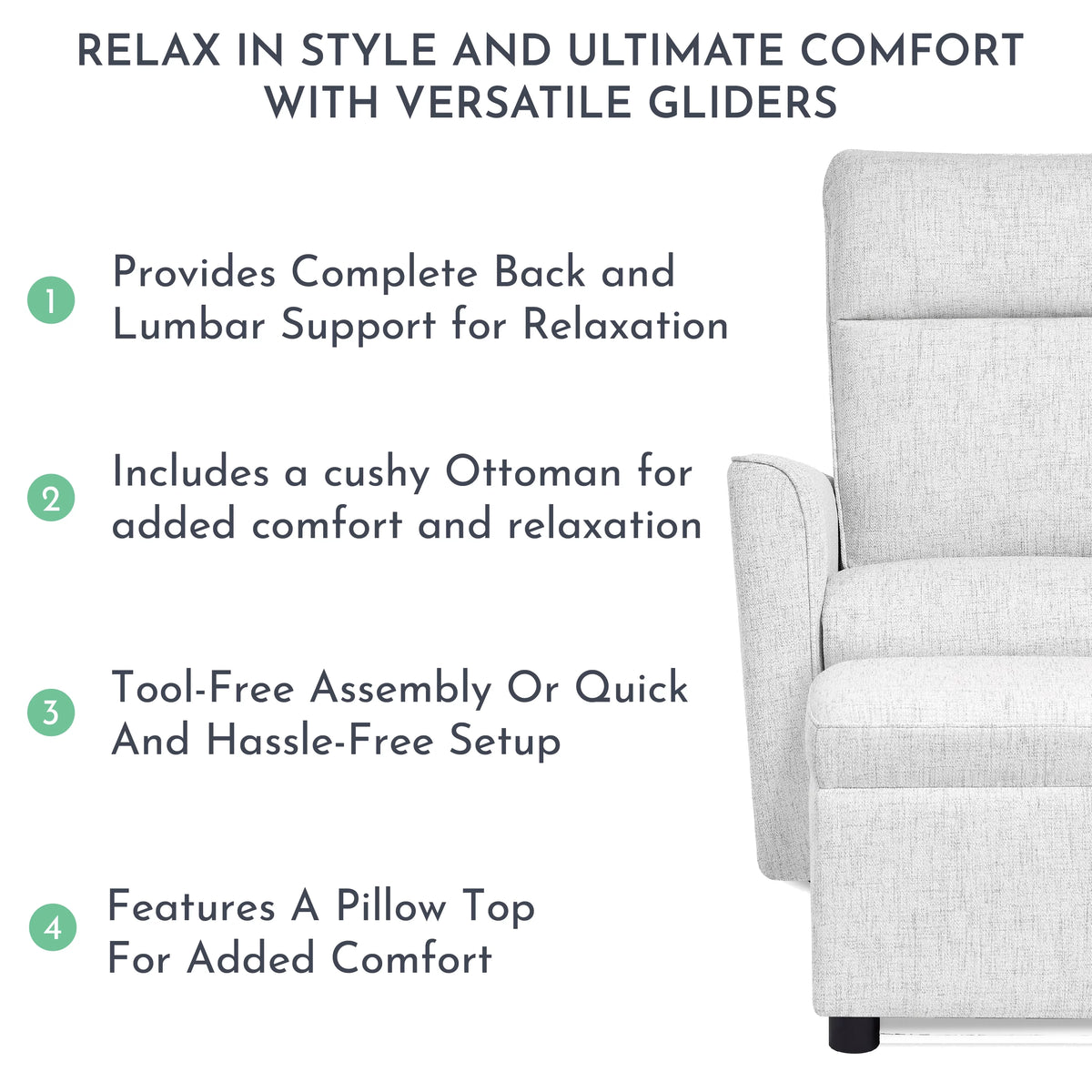 Fog Grey Swivel Glider with Ottoman L33202