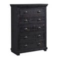 5 Drawer Wood Chest in Distressed Black O338