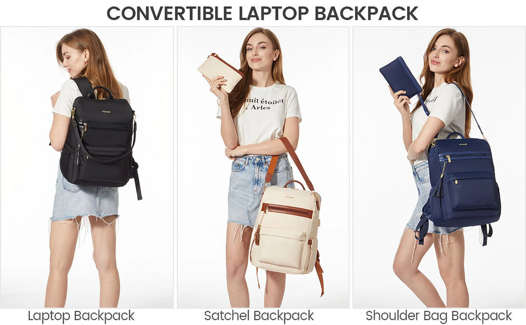 15.6" Laptop Backpack with USB Port Convertible Daypack N2149