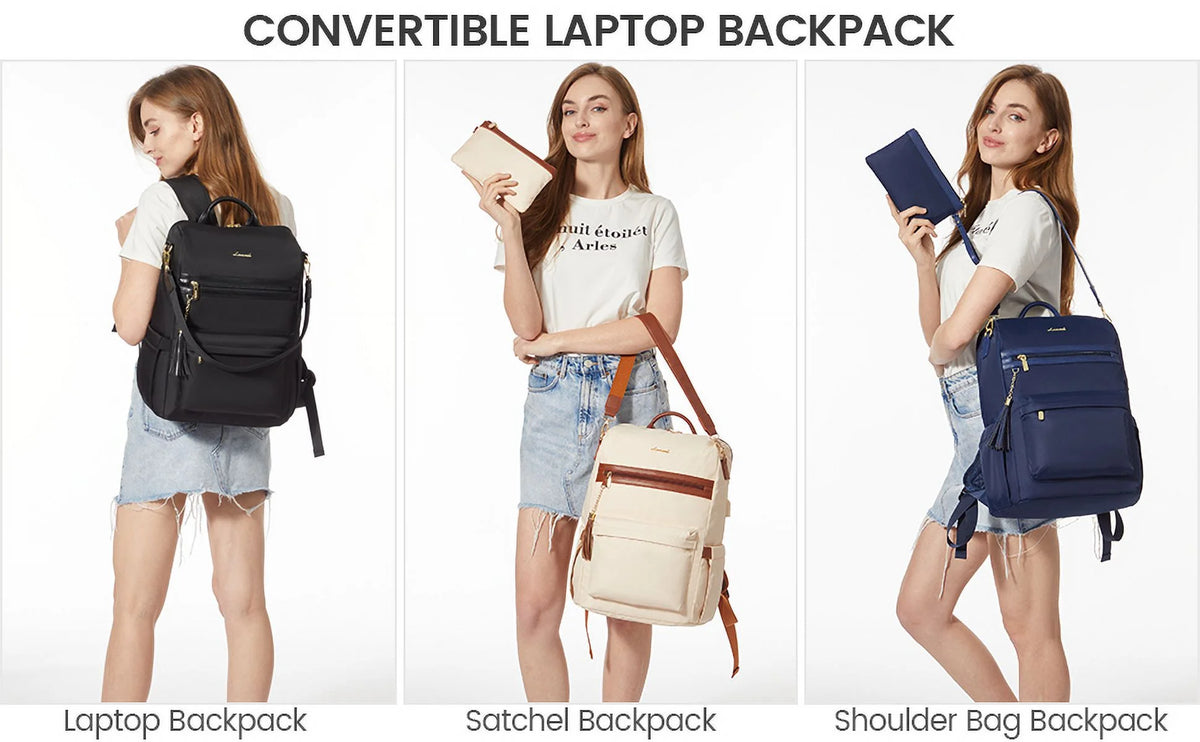 15.6" Laptop Backpack with USB Port Convertible Daypack N2149