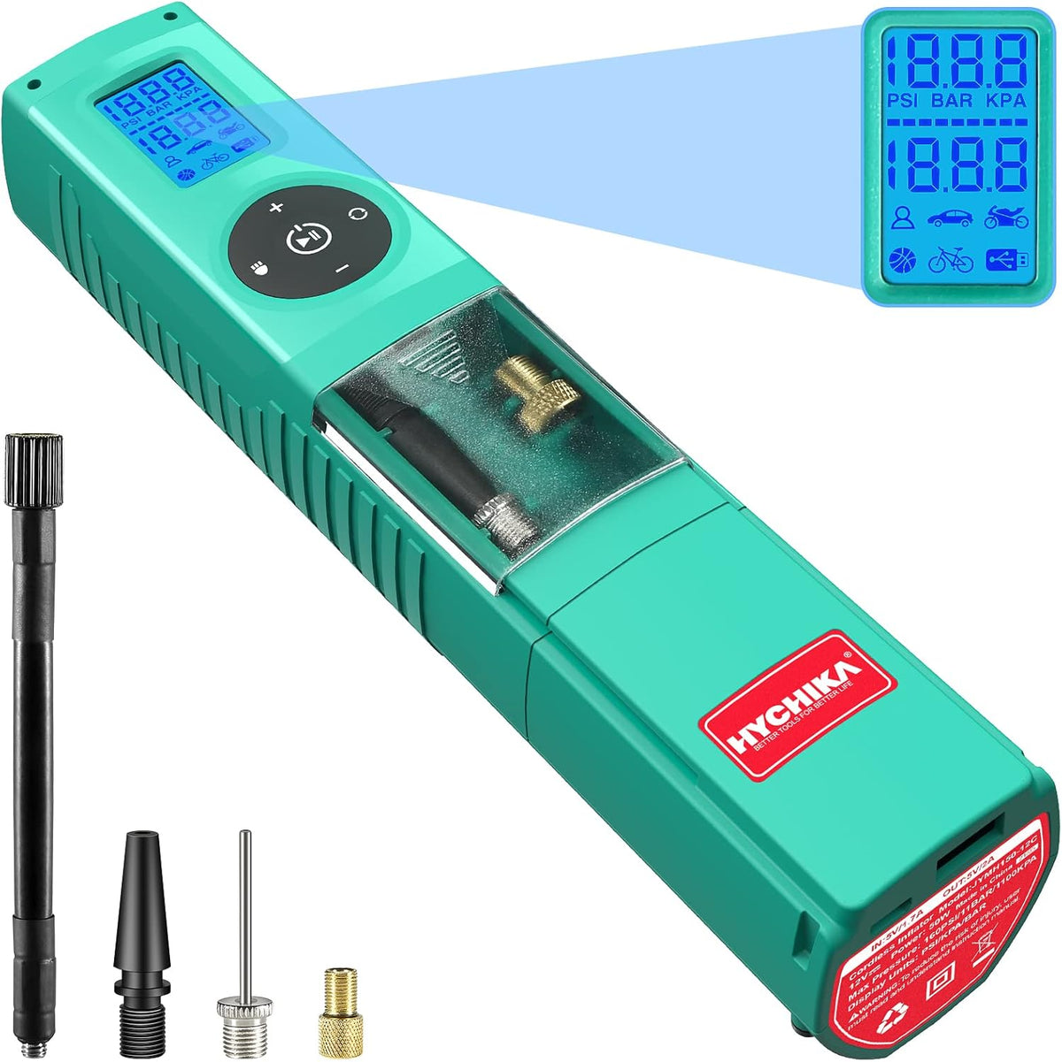 160PSI Portable Tire Inflator with Pressure Gauge, Dual Power Supply, LED Light, Pack of 2 I969