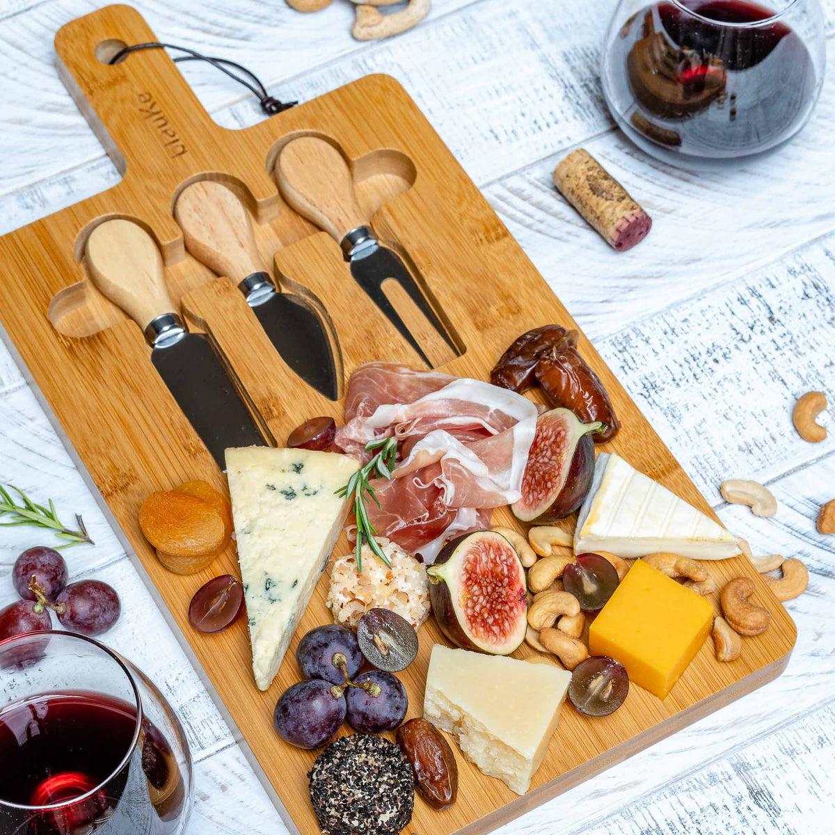 Bamboo Cheese Board and Knife Set 12x8 inch W73156