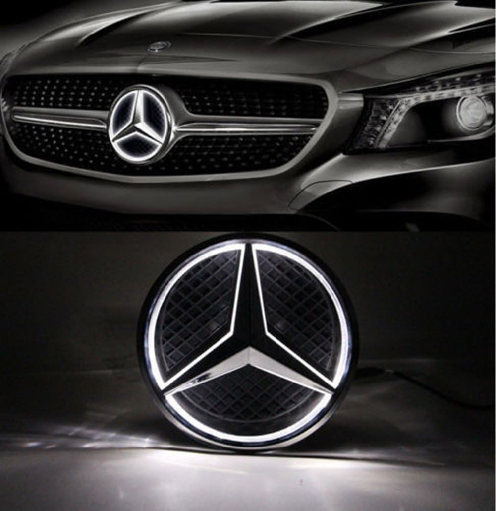 Car Front Grille Star Emblem LED Logo Light White Pack of 2 Z798