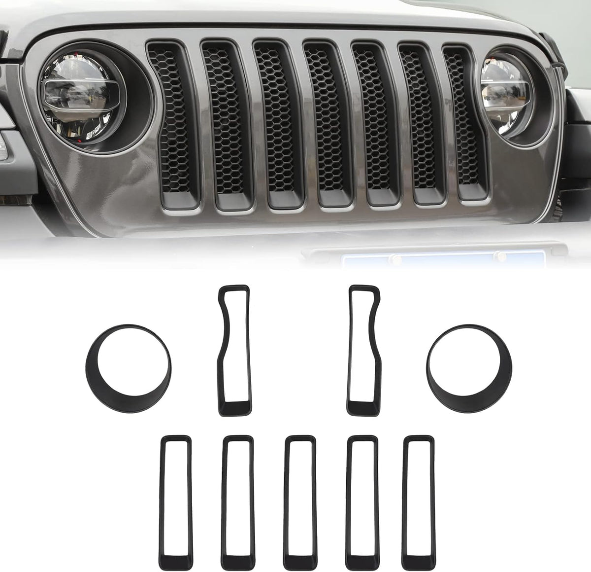 Red Mesh Grille Insert Headlight Turn Light Cover Trim Pack of 2 L124