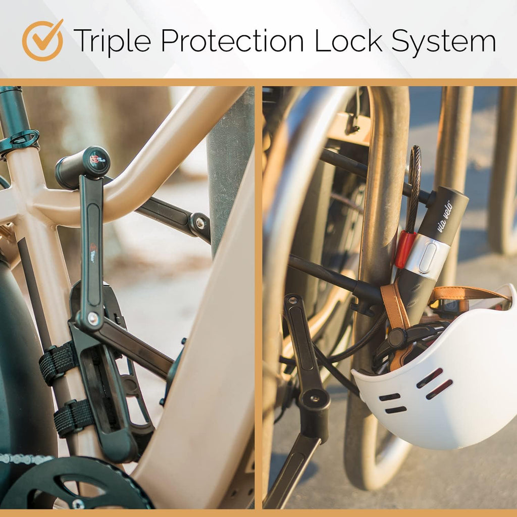 Heavy-Duty Hard Steel Folding Lock with U Lock and Cable A740981