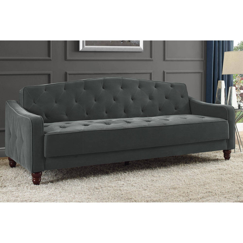 Gray Velvet Tufted Sofa Sleeper T18007