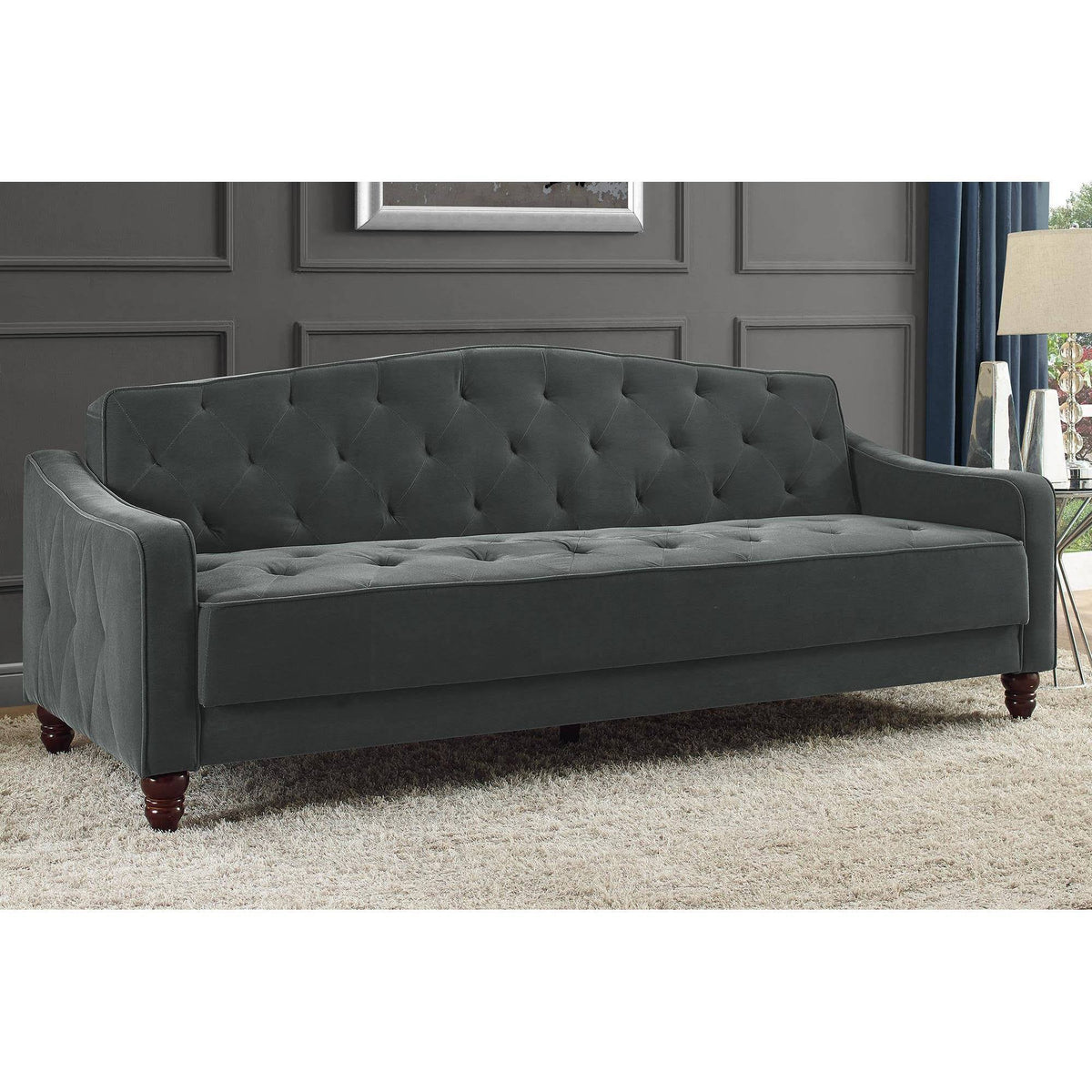 Gray Velvet Tufted Sofa Sleeper T18007