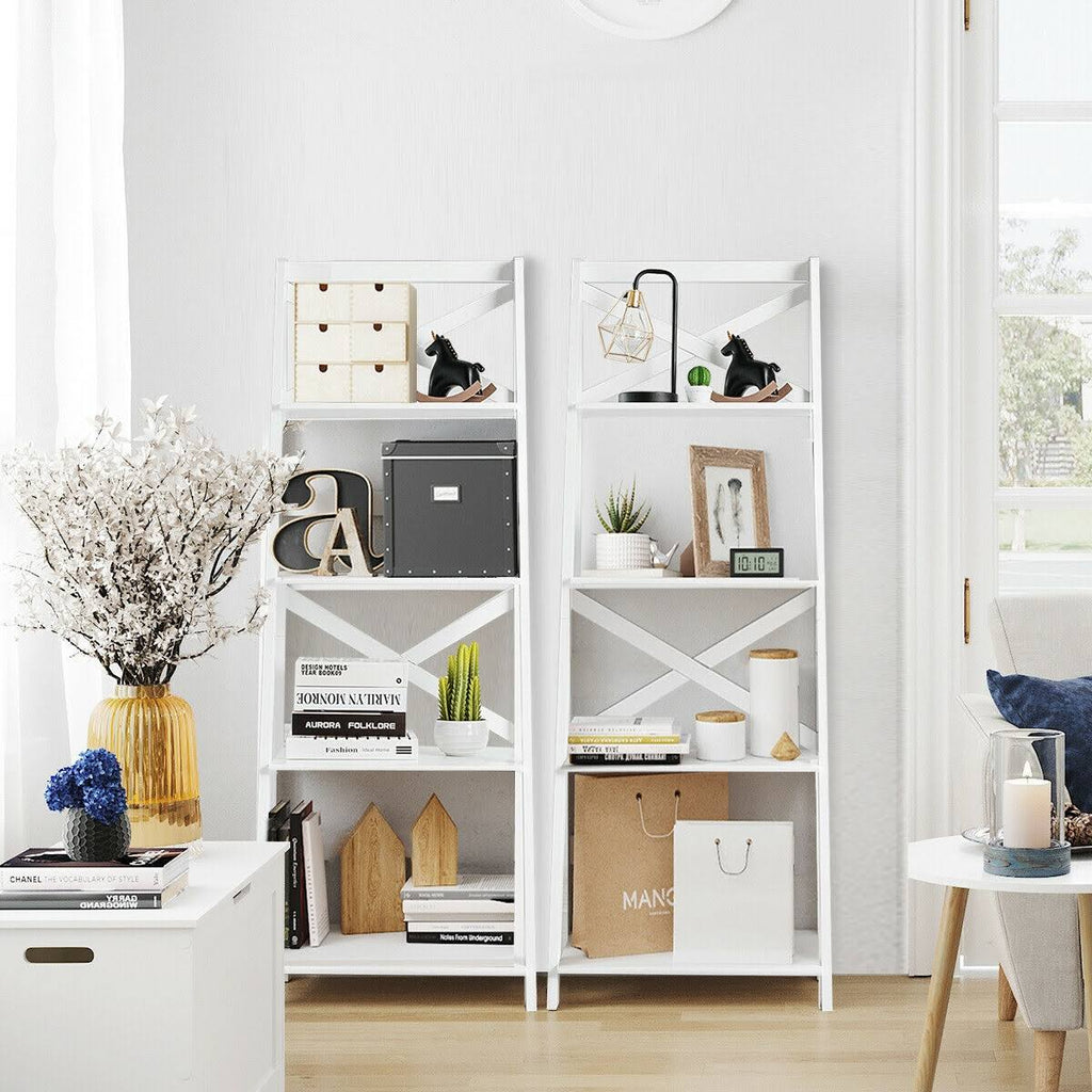 White 4-Tier Wood Display Storage Bookshelf L3426