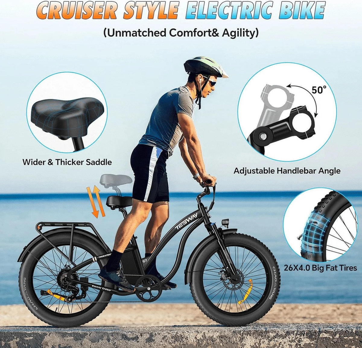 Fat Tire Electric Bike 48V 20AH 26 x 4.0" G832219
