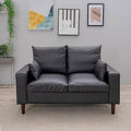 Black Faux Leather 2-Seater Sofa with Wood Leg Z808