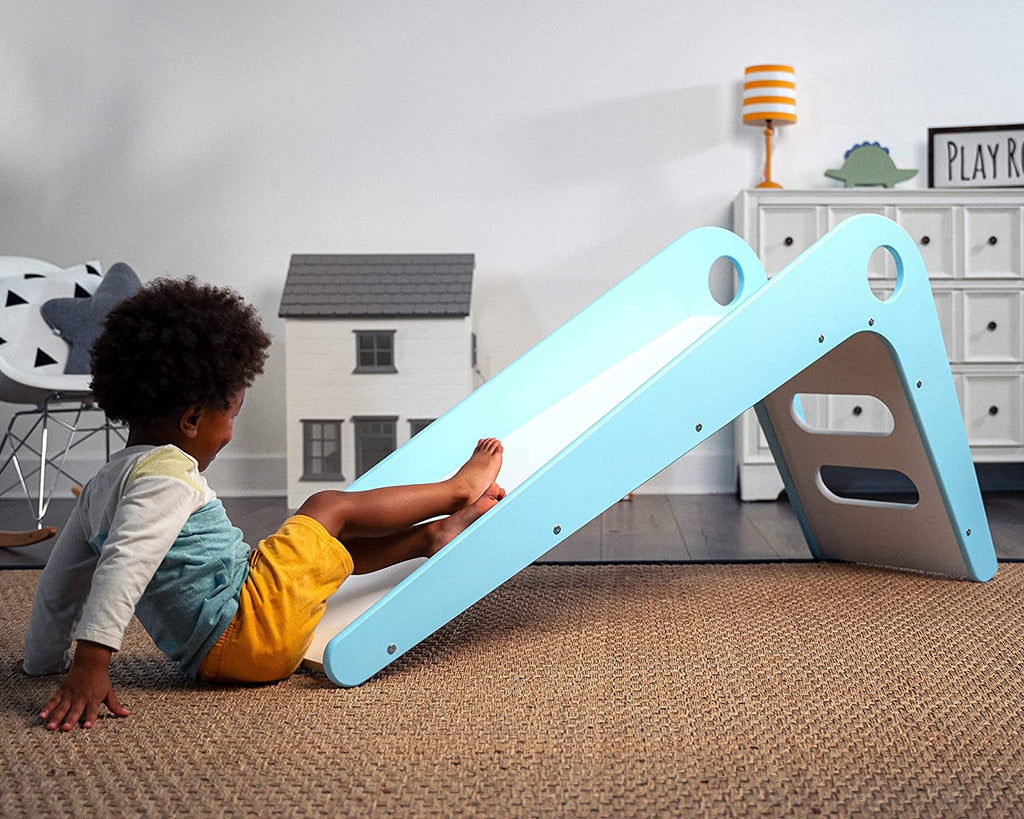 Wooden Indoor Slide for Kids Ages 18mo - 4 Years (Blue) E662281