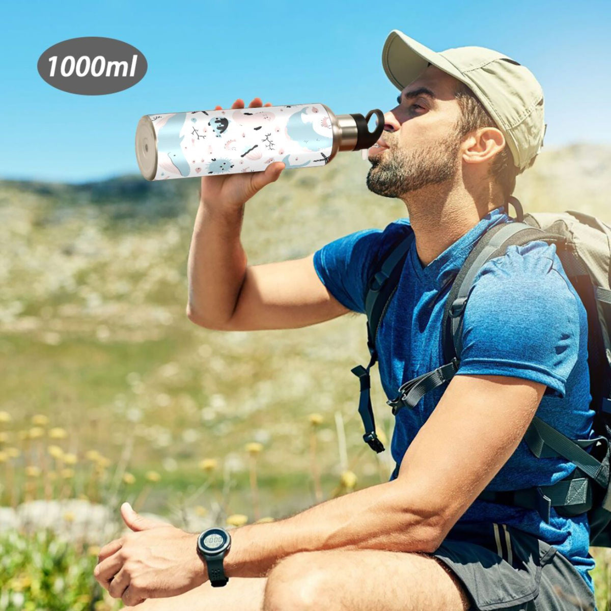 Stainless Steel Insulated Vacuum Flask Water Bottle with Straw Lid H89632