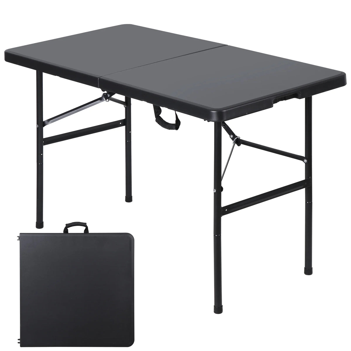 4 Ft Black Folding Plastic Table O6709