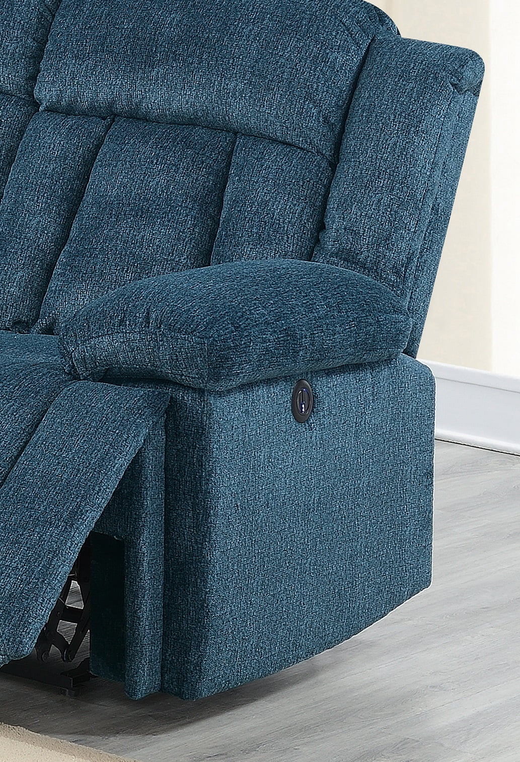Dark Blue Chenille Reclining Sectional Sofa Set 3pcs B605