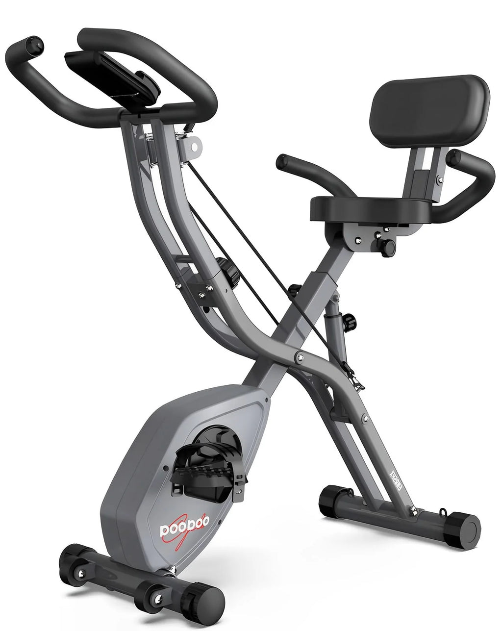 Upright Folding Magnetic Exercise Bike with Arm Resistance Bands V6216