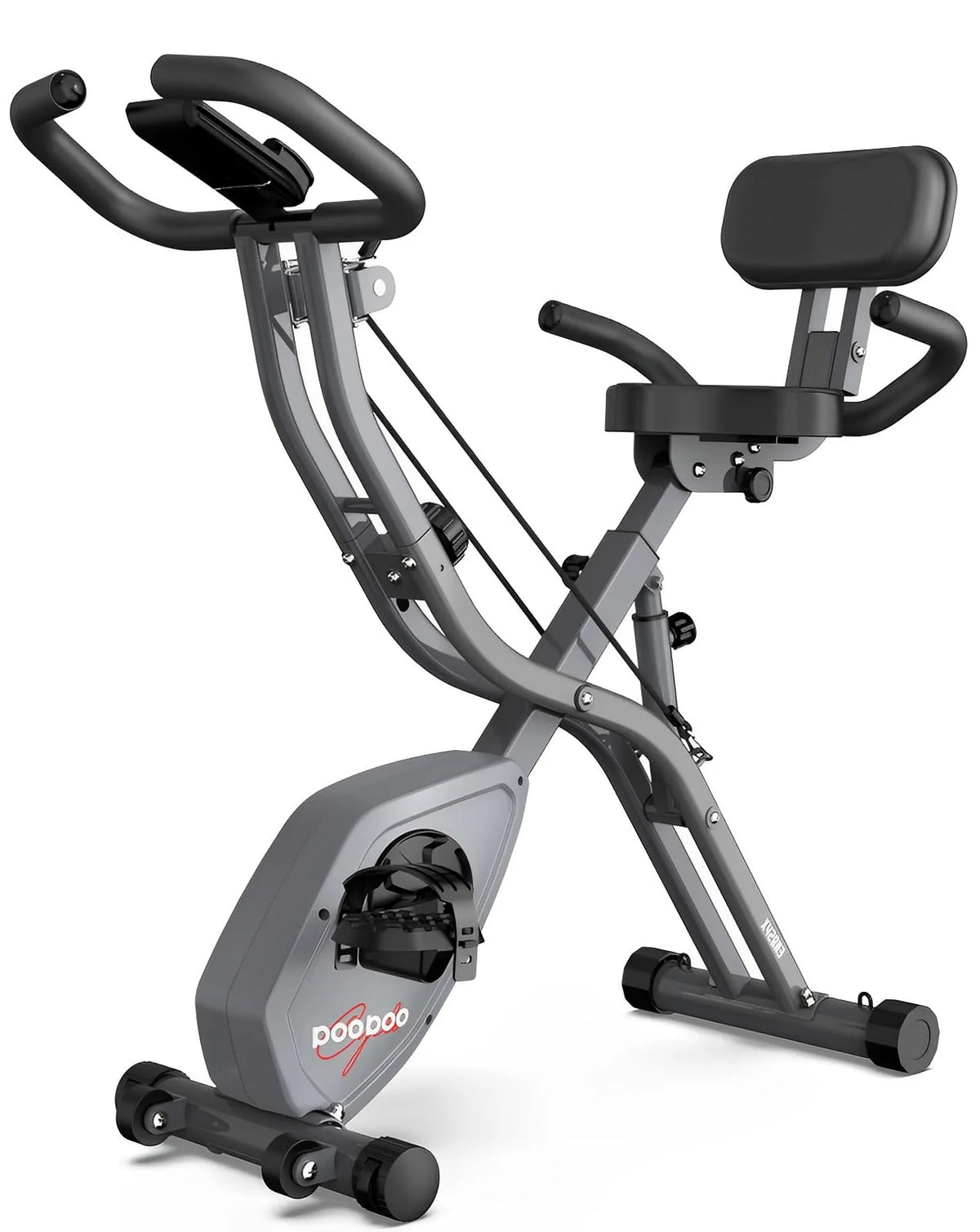 Upright Folding Magnetic Exercise Bike with Arm Resistance Bands V6216