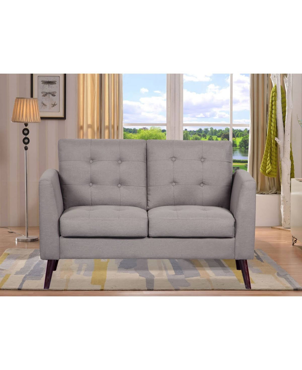Gray Fabric Loveseat S983