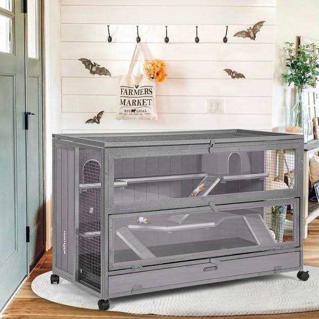 Wooden Hamster Cage Guinea Pig Cage with Iron Frame J30526