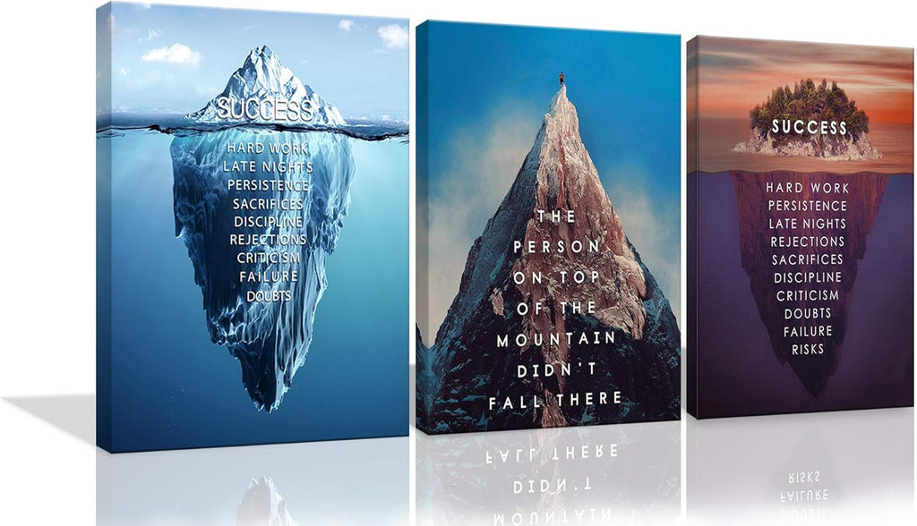 Large Motivational Canvas Wall Art 3 Panels Framed 24x36x3 D99353